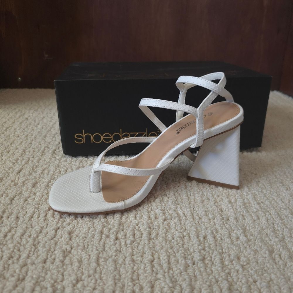 White Chunky Snakeskin Sandals